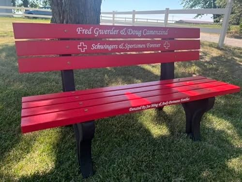The Roudebush Company Memorial Park Bench with Color Filled Epoxy Letters Recycled Plastic