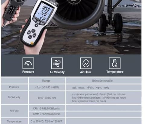 VIHELM DT-8897 Multifunction Differential Pressure Manometer Anemometer