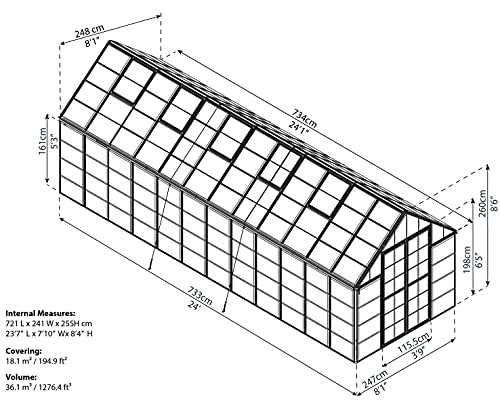 Palram Canopia Snap & Grow 8x24 Ft. Greenhouse Kit Silver