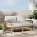Nathan James Kayden Bohemian Wood Loveseat Sofa Light Brown Wood/Rope/Light Gray