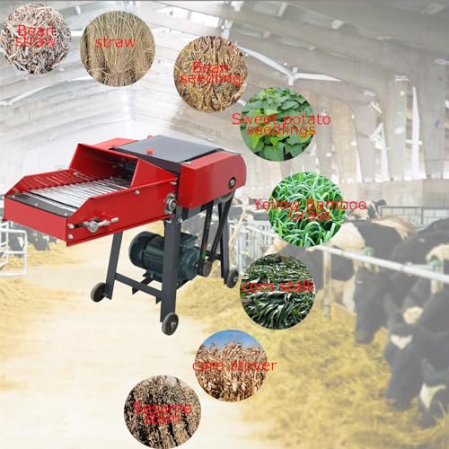 Banfluxion 220V 6-Blade Hay Cutter with Conveyor Belt Red