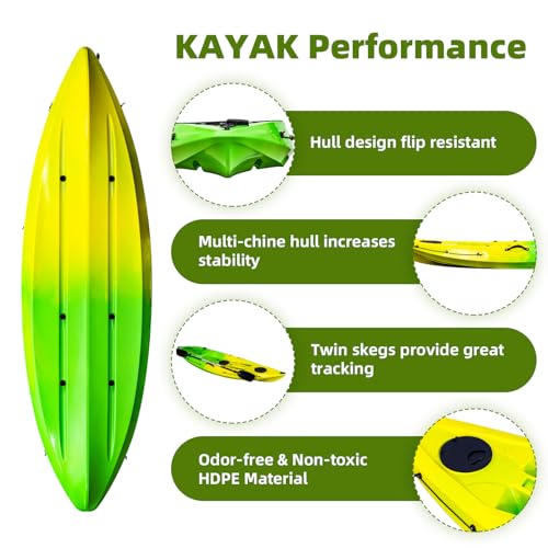 CuisinAid Fishing Kayak with Paddles 9.68FT Green Yellow