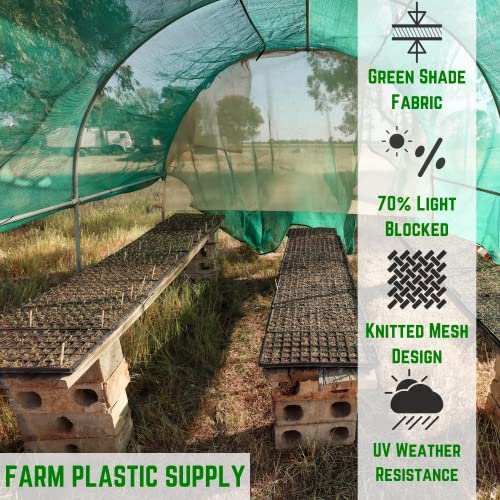 Farm Plastic Supply Green Shade Cloth 70% 12' x 300' Mesh Fabric for Garden Shade and Privacy Screen