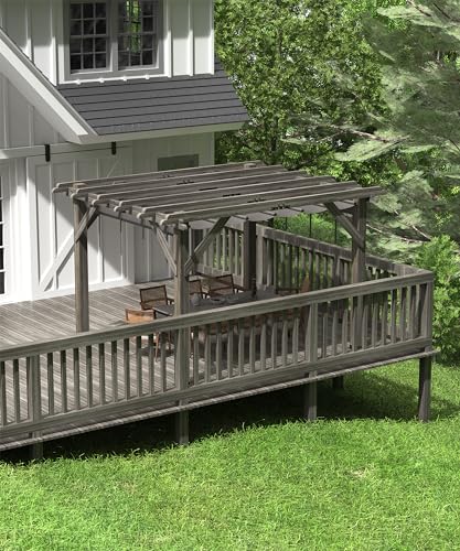 GAOMON 10x10 FT Wood Pergola with Retractable Shade Canopy Charcoal Gray