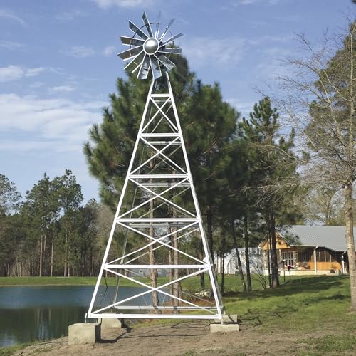 Outdoor Water Solutions 24-Feet Galvanized 4-Legged Aeration System Windmill Silver Galvanized