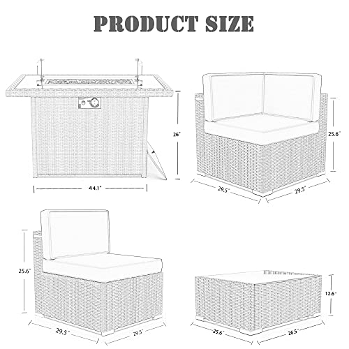 LayinSun 10 Piece Patio Furniture Set with 44" Propane Gas Fire Pit Table F10-black/Light Grey
