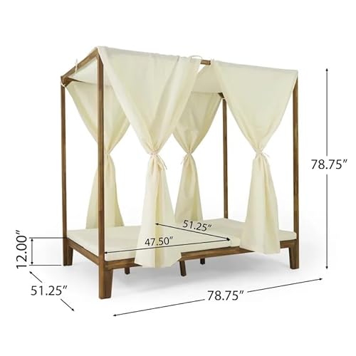 Merax Outdoor Daybed Patio Chaise Lounge Cream