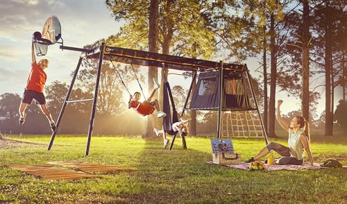 Vuly 360 Pro Max Large 3 Bay Swing Set Black