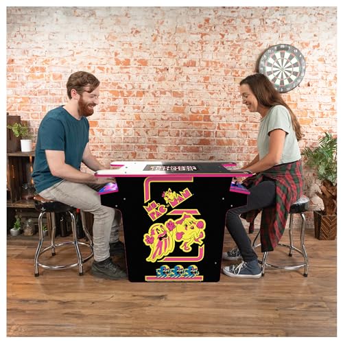 ARCADE1UP Ms. PAC-MAN Head-to-Head Arcade Table 12 Games Multiplayer Control Panel 17-Inch Color LCD Screen Black Series