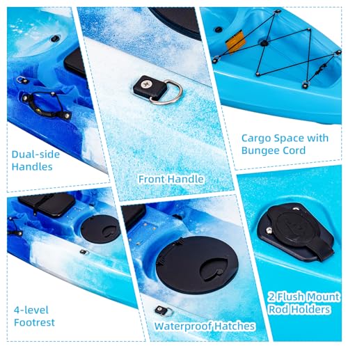 Garvee Fishing Kayaks 12.4FT 2 Person Sit on Top Kayak for Adults Blue Camo