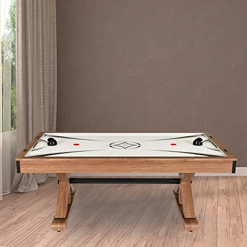 Hathaway Midtown 72-in Air Hockey Table LED Scoring Cherry Finish White Oak