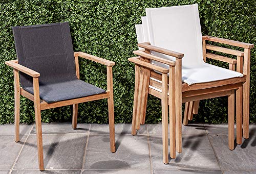 POVL Outdoor Menlo Teak Stacking Dining Chair Set of 6 Graphite
