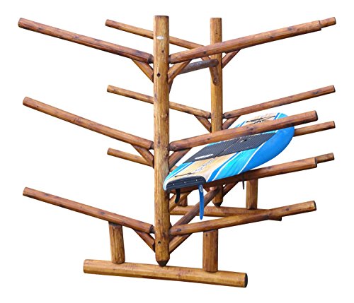 Log Kayak Rack 5 Kayak or Canoe Plus 2 SUP or Surfboard Unfinished