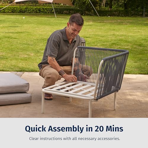 EAST OAK 5-Piece Montauk Modular Patio Furniture Set Outdoor Sectional Sofa with Coffee Table Dove Grey