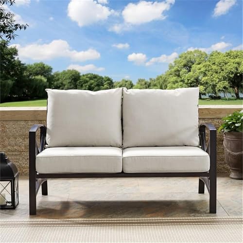 Home Square 2 Piece Metal Patio Loveseat Set Oil Bronze Beige