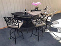 PatioLand Elizabeth 5pc Outdoor Patio Party Bar Set Cast Aluminum Walnut
