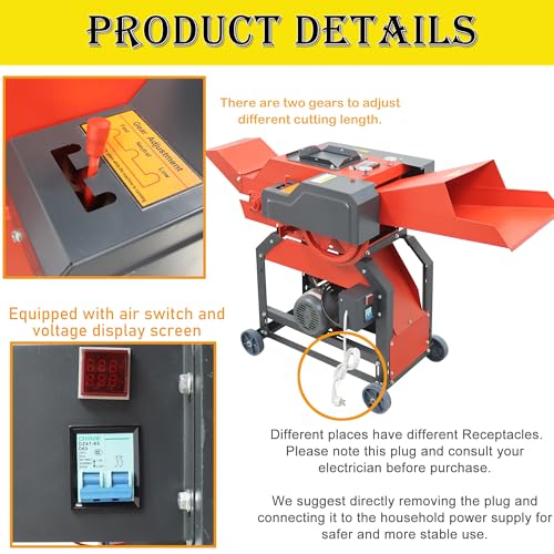 HQHAOTWU 4-Blade Hay Cutter and Kneading Machine Red
