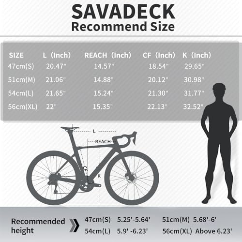 SAVADECK Carbon Road Bike Shimano 105 Di2 7170 Black