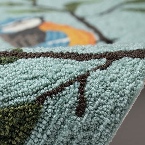Liora Manne Aqua Ravella Birds on Branches Indoor/Outdoor Rug 8'3" x 11'6" Blue