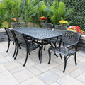 Oakland Living Modern Ornate Outdoor Aluminum Patio Dining Set with Six Chairs Black