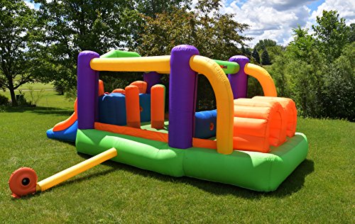 Bounceland Bounce House Inflatable Bouncer Obstacle Pro-Racer Combo Slides Orange/Purple/Yellow