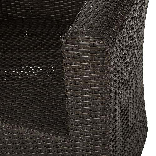 Christopher Knight Home Christy Outdoor 4-Seater Wicker Swivel Chair and Fire Pit Set Mixed Brown Mixed Khaki Hammered Bronze