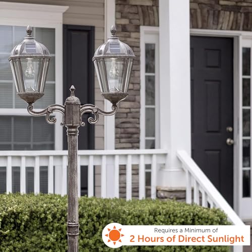 Gama Sonic Outdoor Solar Lamp Post Light Kit Double Head 300 Lumens Warm White Weathered Bronze