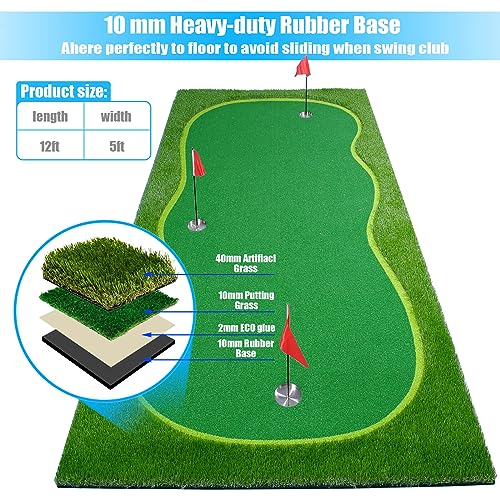 BOBURN Golf Putting Green Mat Professional Practice Mat Green