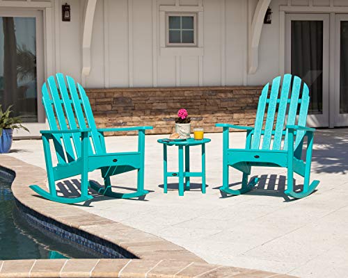 TREX Cape Cod 3-Piece Adirondack Rocking Chair Set with Side Table Classic White