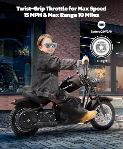 ELEMARA Electric Dirt Bike Kids 15mph 150lb Max Black