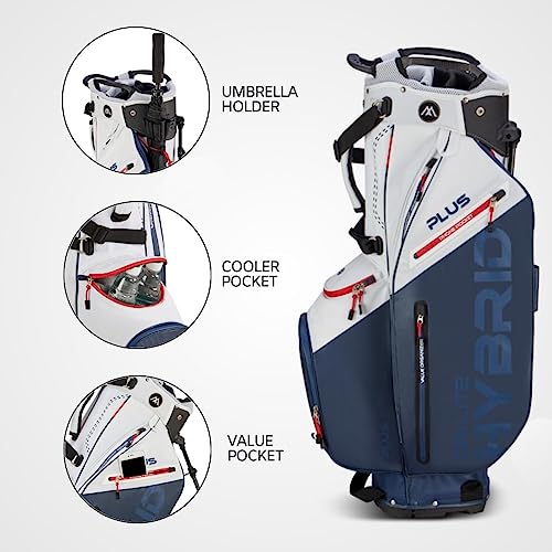 Big Max Dri Lite Hybrid Plus 14 Way Divider Golf Stand Bag White Navy Red