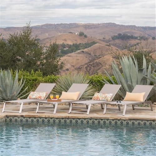 Afuera Living Outdoor Aluminum Chaise Lounge Set of 4 Gray