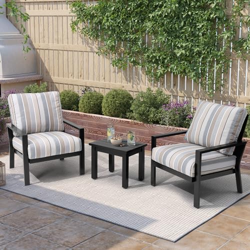 Pellebant 3-Piece Patio Conversation Set with Sunbrella Cushion Aluminum Bistro Set Milano Char