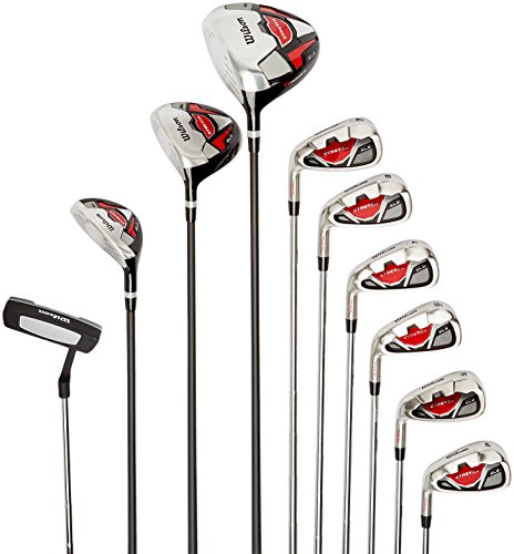 Wilson Beginner Complete Set 10 Golf Clubs with Stand Bag Men's Left Hand Stretch XL Black/Grey/Red