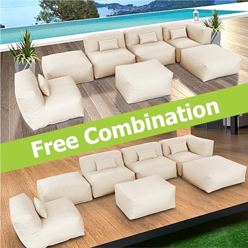 OPEAK 7PC Alassio Outdoor Patio Furniture Set Light Beige