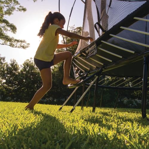 Springfree Jumbo Oval Trampoline 12' x 19' with FlexrStep V2 Ladder Black