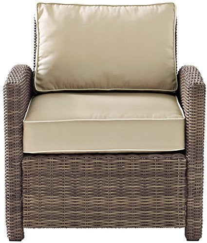 Crosley Furniture Bradenton 5-Piece Outdoor Sofa Set Brown with Sand Cushions