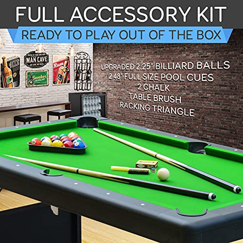 SereneLifeHome 6-Ft Folding Pool Table - Foldable Billiard Game Table with Accessories