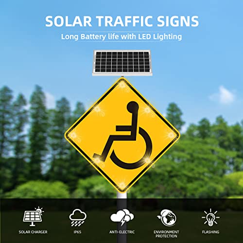 Generic 24'' Solar Powered LED Handicapped Crossing Sign Yellow
