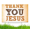 Yard Sign Thank You Jesus Winter Holiday Decoration Lawn Signage 18" x 12" with Heavy Duty Stake