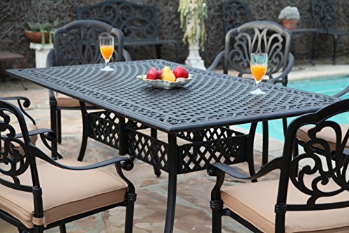 DOGNNAK Elisabeth Collection 7-Piece Patio Dining Set Black Brown