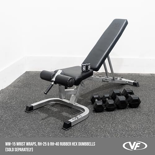 Valor Fitness Adjustable Bench with Leg Support - 7 Position Back Pad, 4 Position Seat Pad - DD-25 Adjustable Bench with Wheels