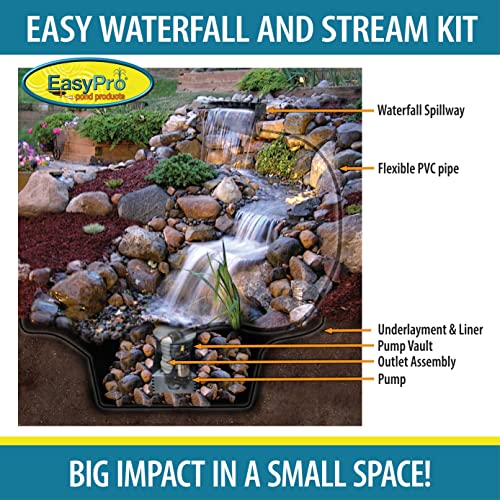 EasyPro Pond Products Pro-Series Just-A-Falls Pondless Waterfall Kit with 18" Spillway and 45 Mil EPDM Liner Black