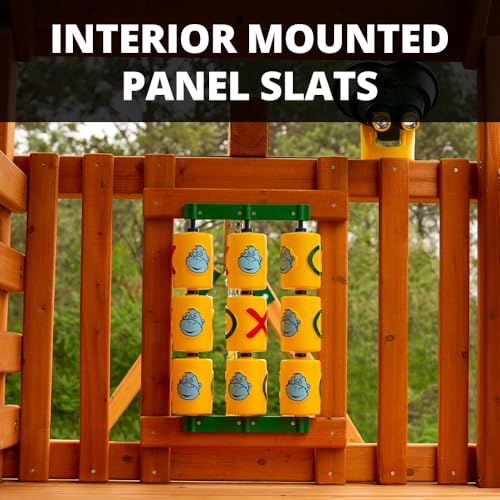 Gorilla Playsets Chateau Swing Set with Wave Slide and Rock Wall Amber