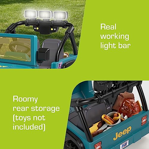 Power Wheels Camping Jeep Wrangler Ride-On Toy with Pretend Food & Lights, Multi
