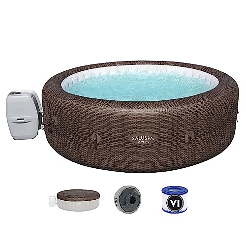 Bestway SaluSpa Sun Shade Canopy & St. Mortiz Inflatable Hot Tub Brown