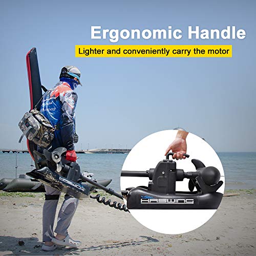 AQUOS HASWING 12V 55LBS 54inch Bow Mount Trolling Motor with Remote & Foot Control Black