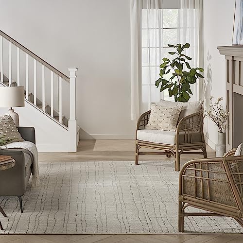 Nourison Andes Abstract Area Rug 9' x 12' Ivory Grey