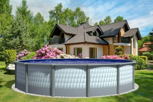 Lake Effect Pools Testudo 24' Round Above Ground Pool 52" Resin Steel Walls with Blue Liner and Skimmer