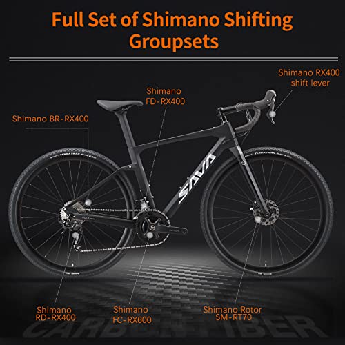 SAVADECK Carbon Gravel Road Bike Shimano GRX400 20-Speed White 54cm